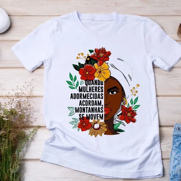 Camiseta Afro Feminina Frase Empoderamento
