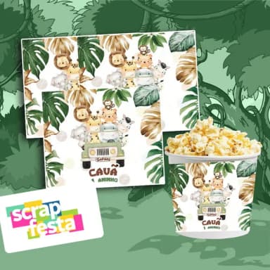 Adesivo Personalizado p/ Balde Pipoca/praia Safari Aquarela