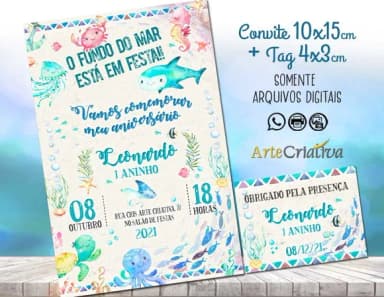 CONVITE DIGITAL C/TAG Fundo do Mar Aquarela