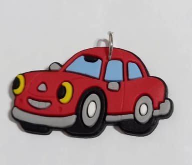 Pingente Carro Vermelho Emborrachado- 6 Peças