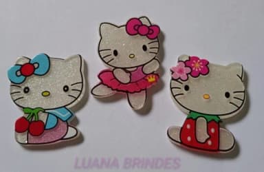 Aplique Hello Kitty de acrílico - pct com 6 unidades