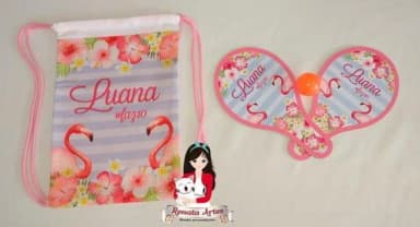 Mochila Ping Pong Personalizada Tema Flamingo Rosa