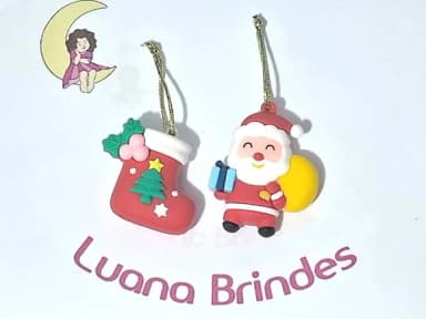 Pingente Natal Emborrachado 3d Pacote com 2 Unidades