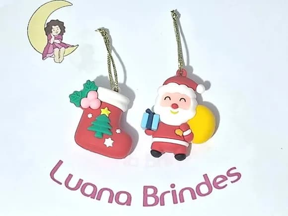 Pingente Natal Emborrachado 3d Pacote com 2 Unidades