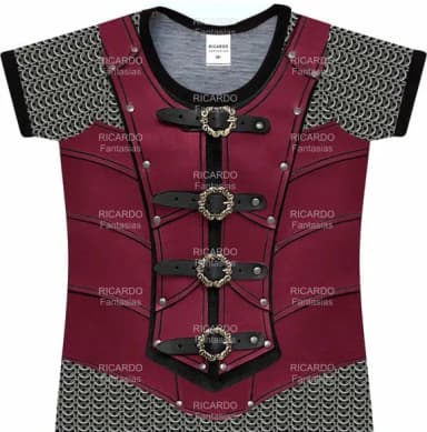 Camiseta Infantil Fantasia Guerreiro Medieval de Armadura e Cota de Malha