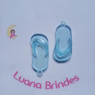 Chinelo Pingente Azul de Acrilico 5cm Pct 12 Unidades