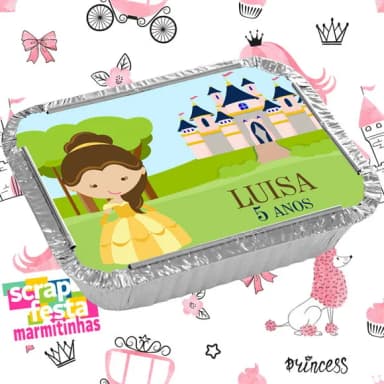 Marmitinha Personalizada Festa a Bela e a Fera Cute