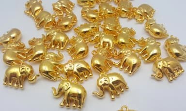 Pingente de Elefante Dourado de 2cm - 10 Unidades