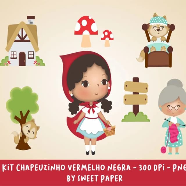 Kit Digital exclusivo Chapeuzinho vermelho morena 1CADAA0