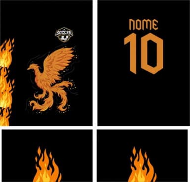 Arte Vetor Camisa Interclasse Bela Fenix Laranja Mod-137