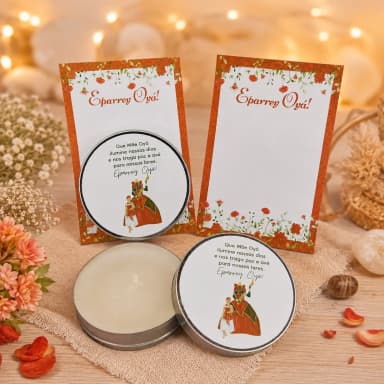 42 unidades de Vela Aromática na latinha Personalizada, Oxum - Oxóssi - Orixás e Entidades, fazemos qualquer tema.
