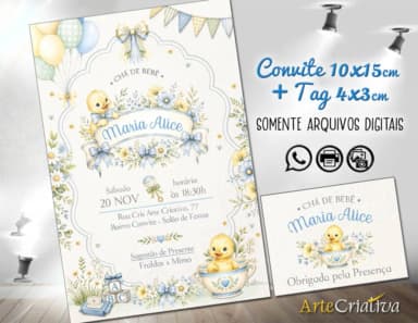 Convite Chá de Bebê Jardim Encantado Patinho