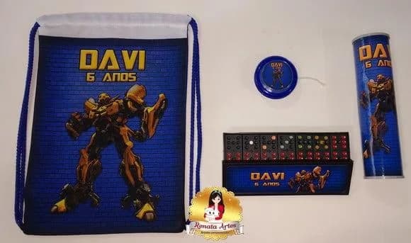 Kit Jogos na Mochila Transformers Bumble Bee