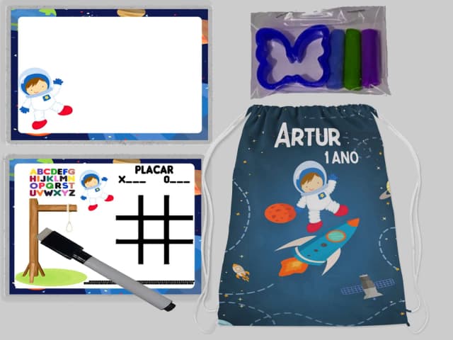 Kit Mochila e Lousa Magicas + Kit Massinha Astronauta