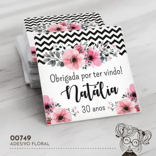 Adesivo Quadrado Floral - 00749