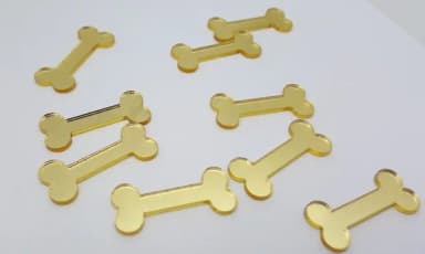 Aplique de Osso em Acrílico Espelhado Dourado - 8 Unidades