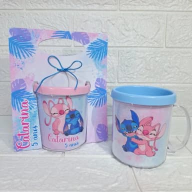 Foto Caneca na Caixa Suporte Personalizada - Stitch e Angel