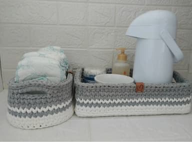 Kit Higiene do Bebê 2 peças + molhadeira cinza e branco