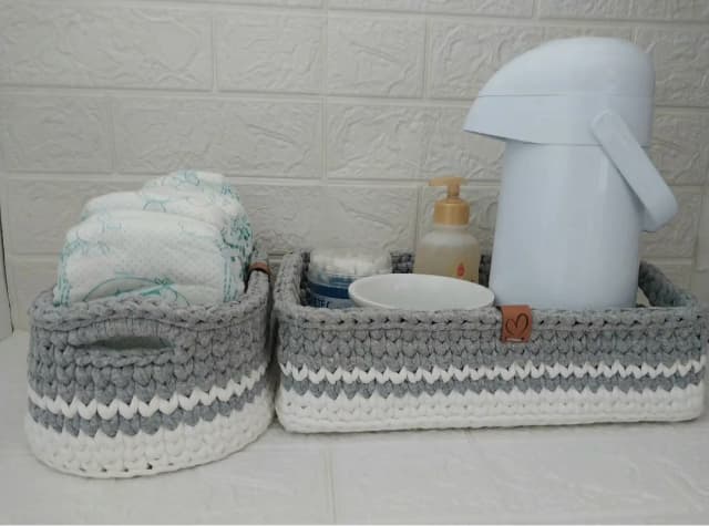 Kit Higiene do Bebê 2 peças + molhadeira cinza e branco