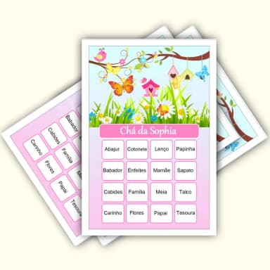 Bingo Chá de Bebê Menina Pdf Para Imprimir