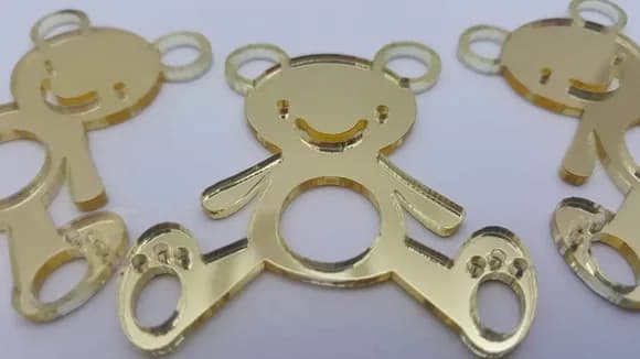 Aplique Ursinho Acrílico Espelhado Dourado 4,5cm Pct 5 Unids