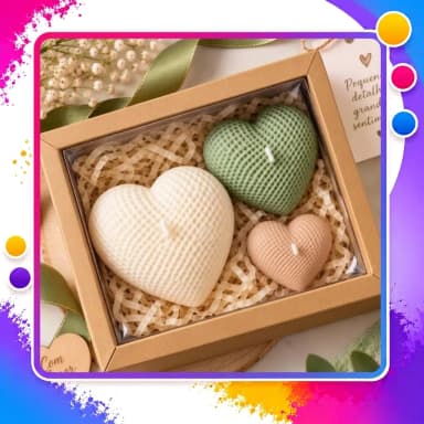 Kit com 3 Velas Aromáticas em Formato de Coração – Presente Romântico Personalizado
