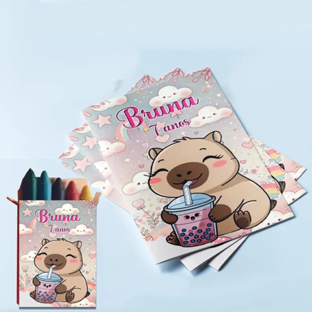 Revista para colorir  com Giz de cera Personalizado da Capivara