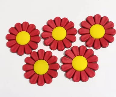 Aplique Flor Vermelho 4 cm Emborrachado - 6 Unidades