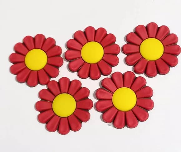 Aplique Flor Vermelho 4 cm Emborrachado - 6 Unidades