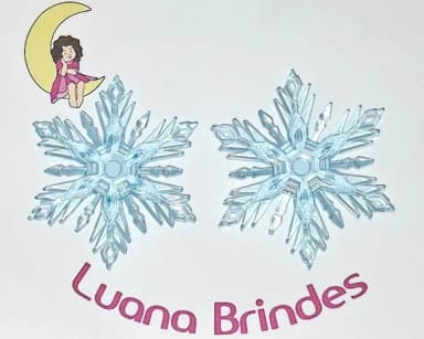 Floco de Neve Azul 7cm Acrílico Pacote com 10 Unidades.