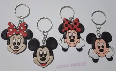 Chaveiros Michey e Minnie Variados de Borracha - 1 unid