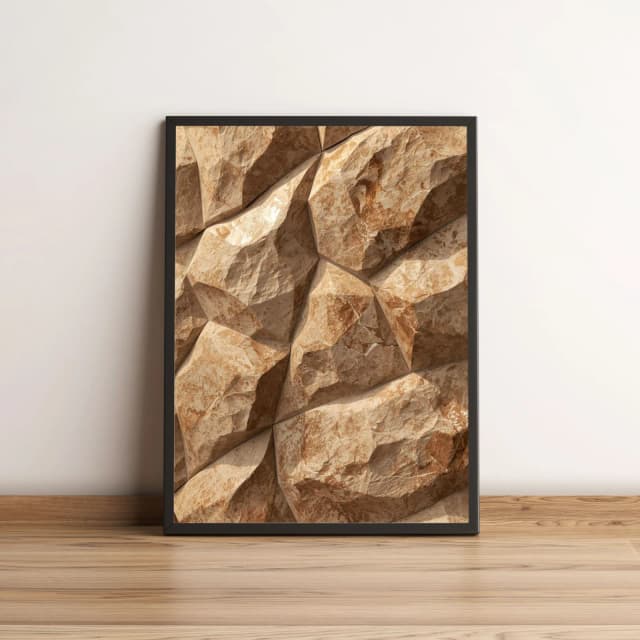 Quadro Decorativo Textura de Pedra Geométrica Marrom 2251