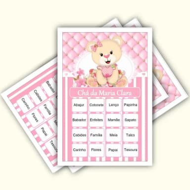Bingo Chá de Bebê Menina Pdf Para Imprimir