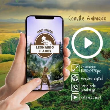 Convite Animado Festa Dinossauro