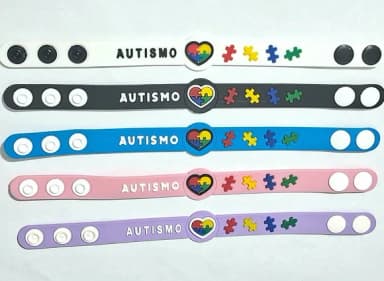 Pulseira Autismo Adulto 22cm Emborrachado - 3 Unidades