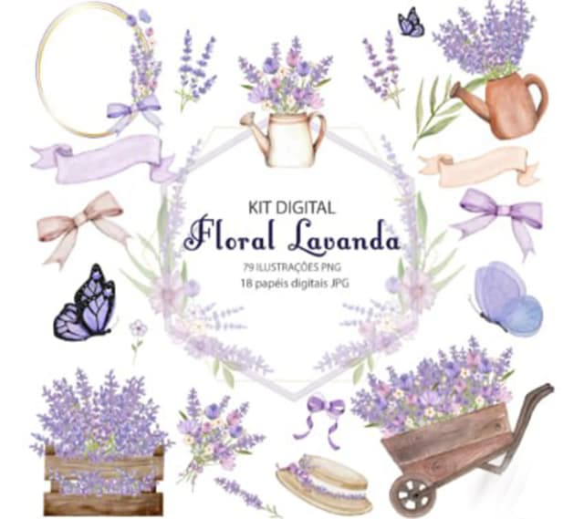 KIT DIGITAL FLORAL LAVANDA  01