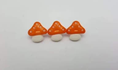 Aplique Botão de Cogumelo Laranja de 1,5cm - 20 unidades