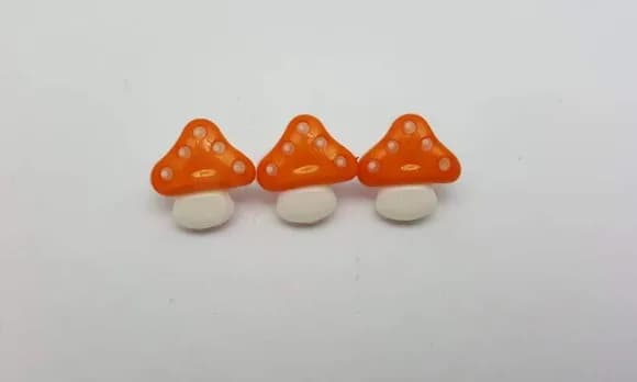 Aplique Botão de Cogumelo Laranja de 1,5cm - 20 unidades