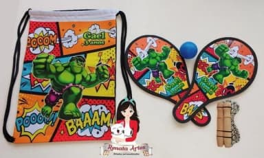 Mochila Ping Pong com Corda Tema Incrível Hulk