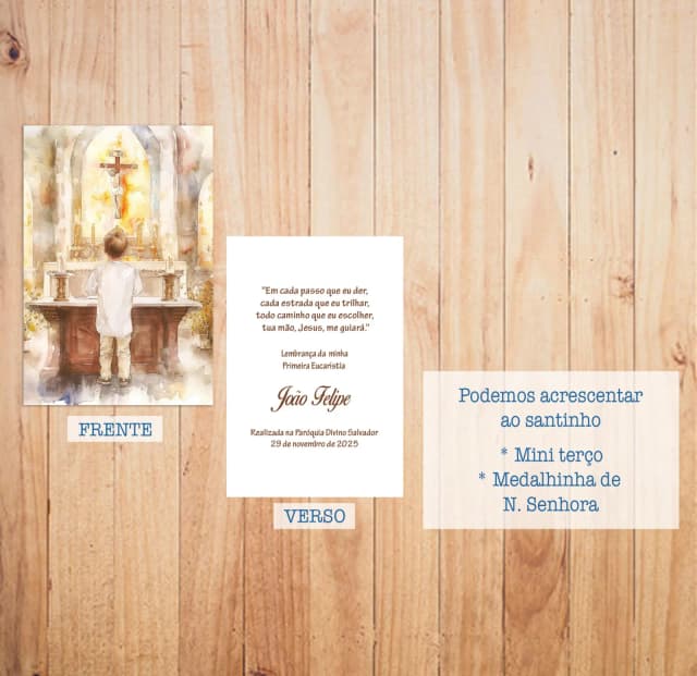 Lembrança Primeira Comunhão - Santinho Frente e Verso (25 un)