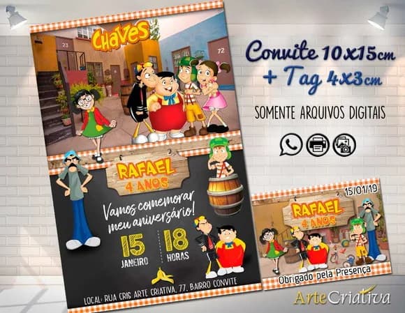 CONVITE DIGITAL C/TAG Chaves Chalk