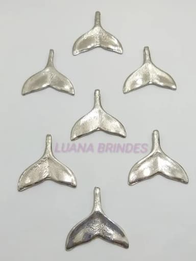 Pingente Calda de Sereia Metal Prateado 3,5cmpacote C/10 un