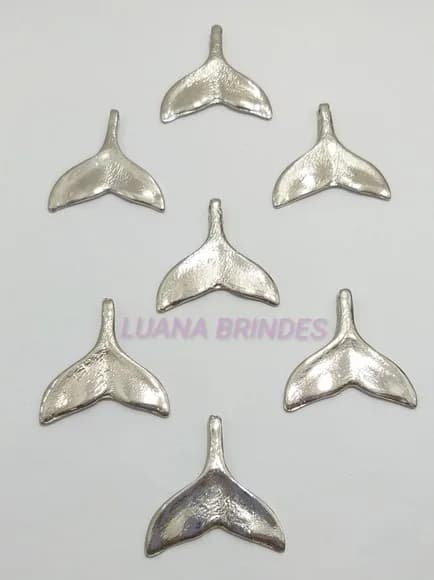 Pingente Calda de Sereia Metal Prateado 3,5cmpacote C/10 un