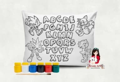 Almofada com Tinta para Colorir Sonic Alfabeto