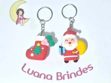 Chaveiro Natal Emborrachado 3d Pacote com 2 Unidades