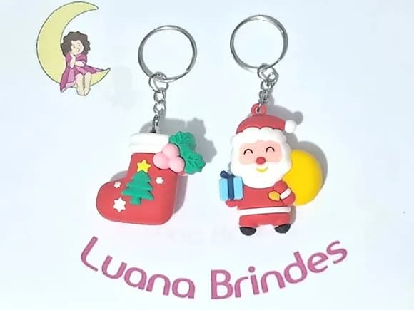 Chaveiro Natal Emborrachado 3d Pacote com 2 Unidades