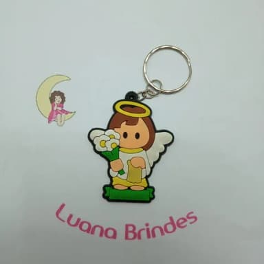 Chaveiro Anjo Gabriel Borracha 5,5cm Pct 4 Unidade
