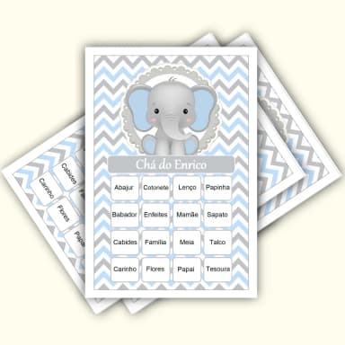 Bingo Chá de Bebê Menino Pdf Para Imprimir
