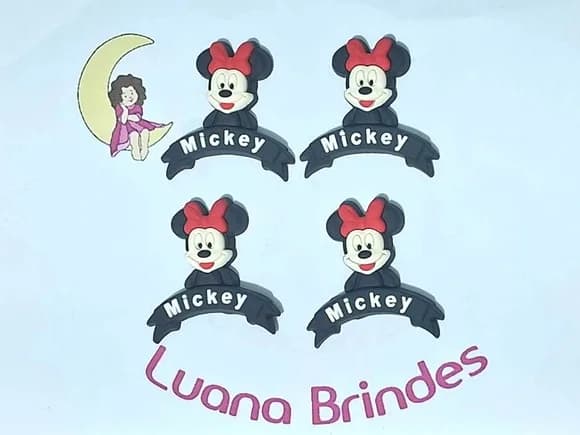 Aplique Minnie 3d Emborrachado Pacote com 4 Unidades
