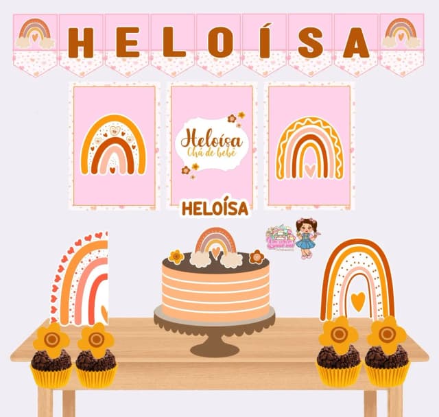 Kit Festa Só Um Bolinho  ARCO ÍRIS BOBO - Decoração de Festa